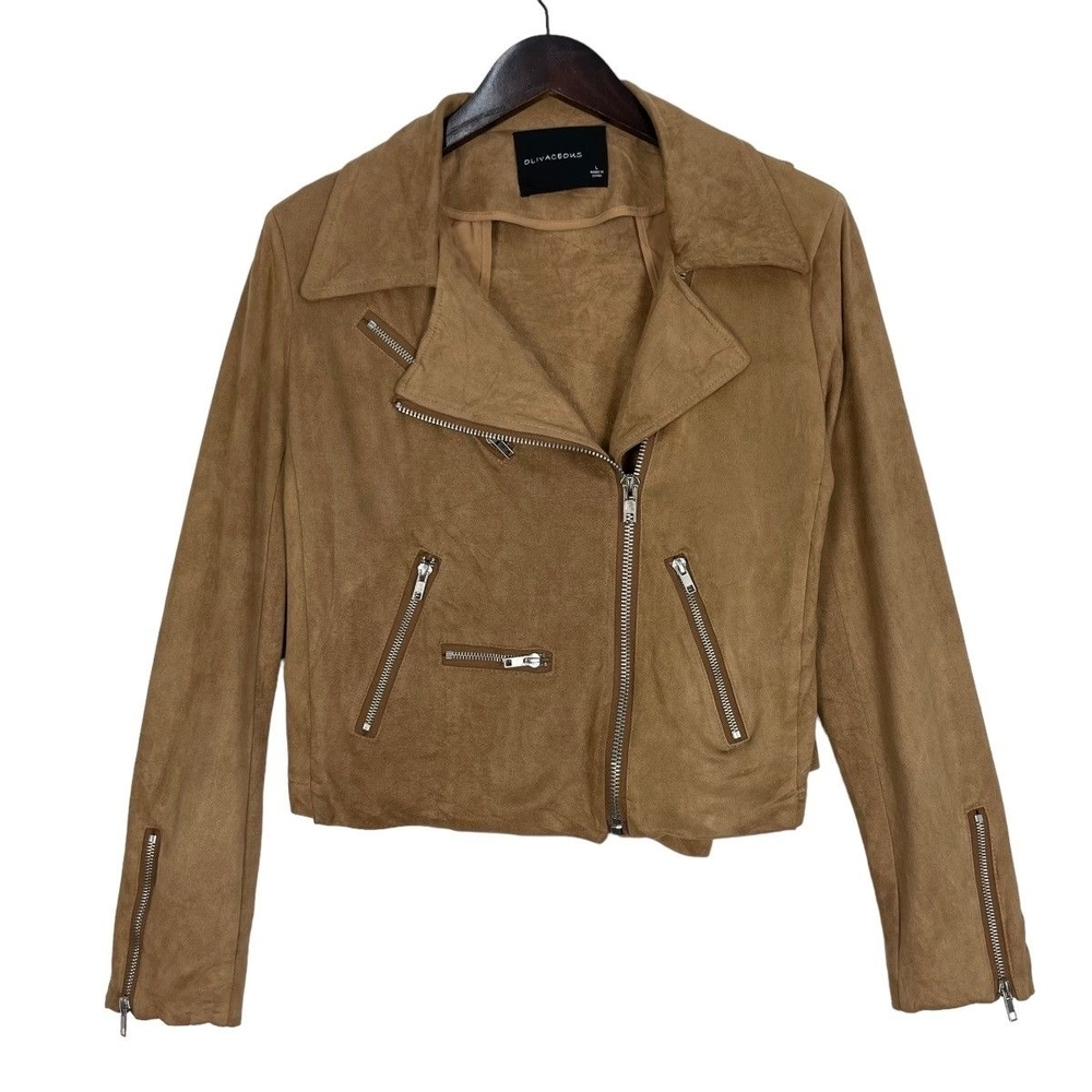 Olivaceous MOTO faux Suede Asymmetrical Jacket Size M